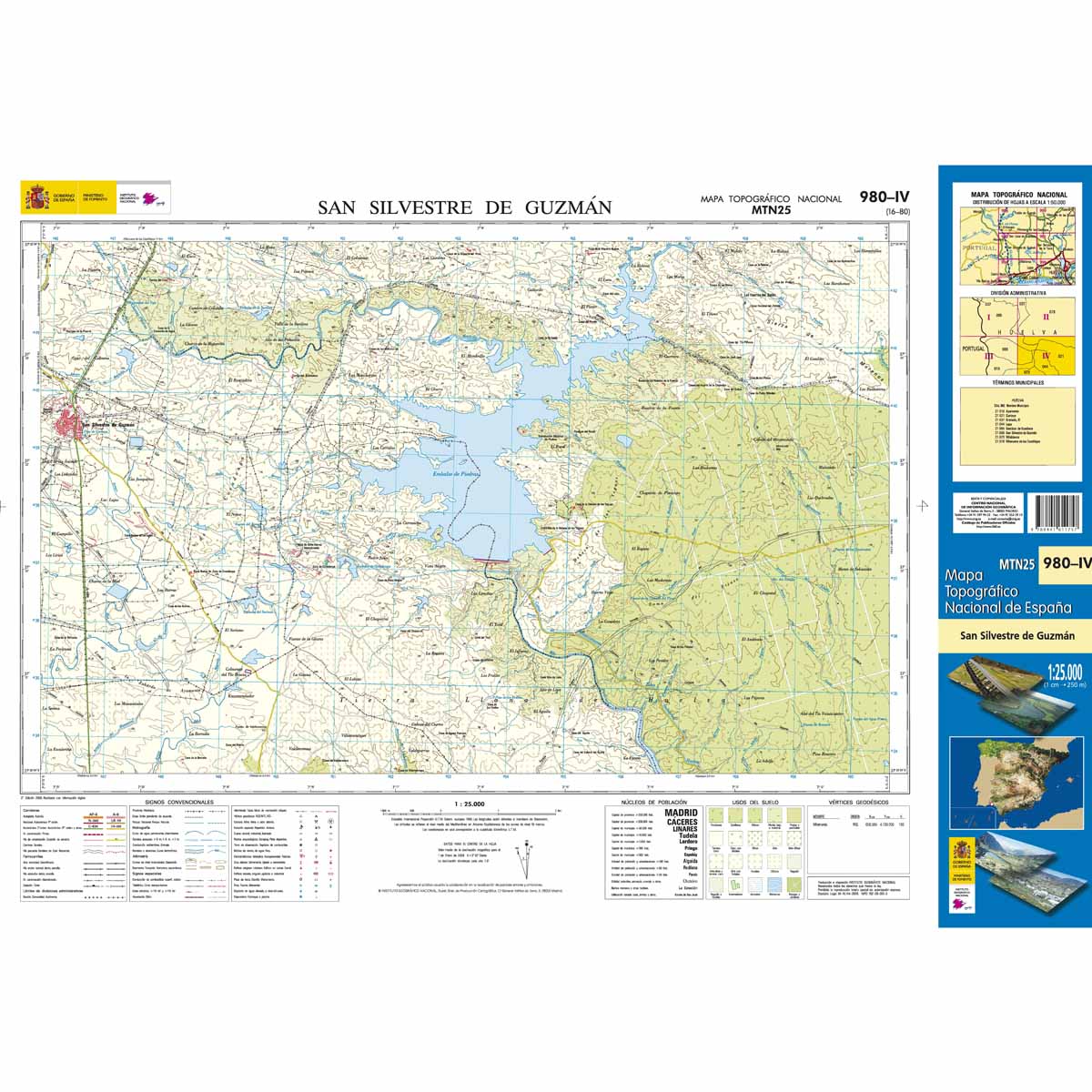 Online bestellen: Topografische kaart 980-IV San Silvestre de Guzmán | CNIG - Instituto Geográfico Nacional1