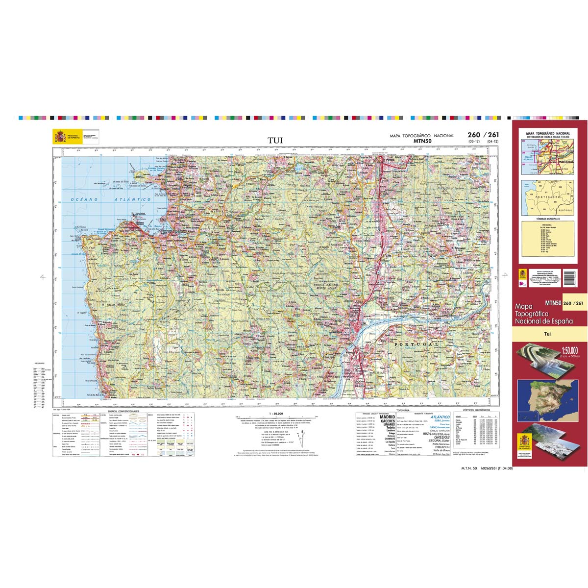 Online bestellen: Topografische kaart 260/261 MT50 Tui | CNIG - Instituto Geográfico Nacional1