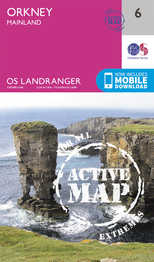 Online bestellen: Wandelkaart - Topografische kaart 6 Landranger Active Orkney - Mainland | Ordnance Survey