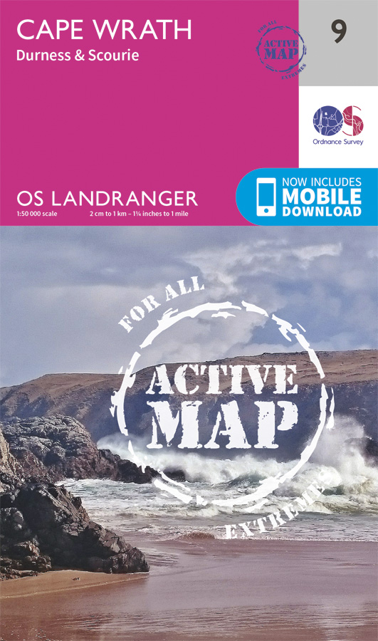 Online bestellen: Wandelkaart - Topografische kaart 9 Landranger Active Cape Wrath | Ordnance Survey