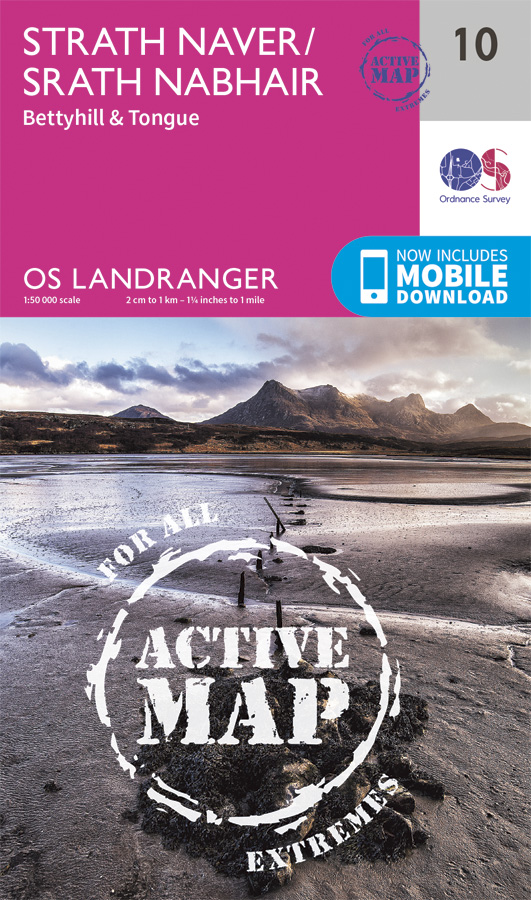 Online bestellen: Wandelkaart - Topografische kaart 10 Landranger Active Strath Naver | Ordnance Survey