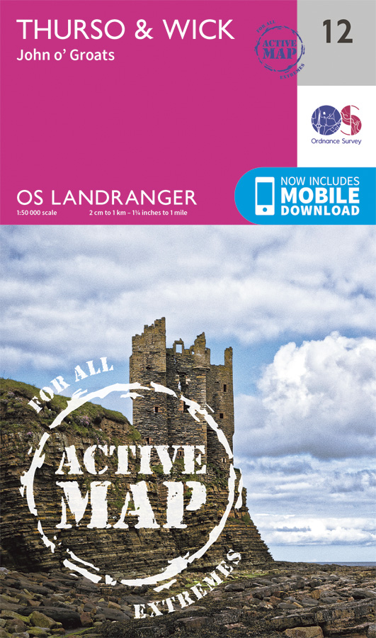 Online bestellen: Wandelkaart - Topografische kaart 12 Landranger Active Thurso/ Wick | Ordnance Survey