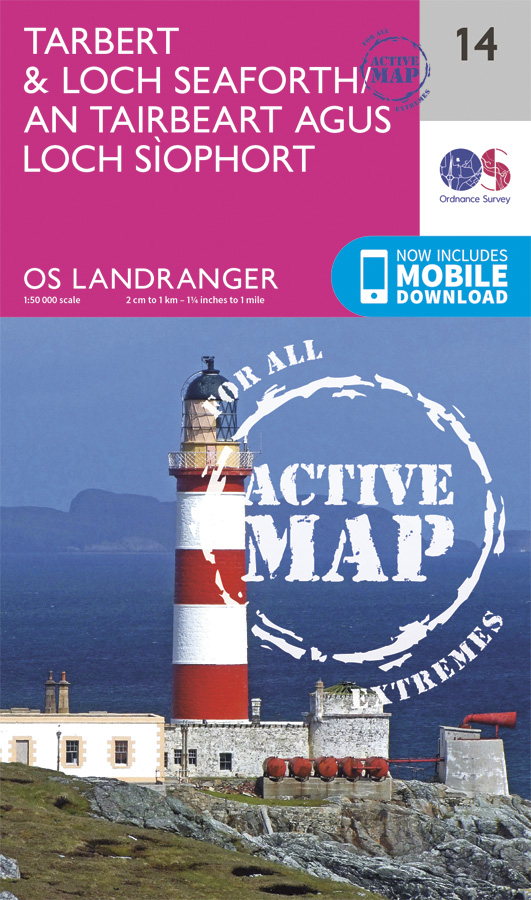 Online bestellen: Wandelkaart - Topografische kaart 14 Landranger Active Tarbert / Loch Seaforth | Ordnance Survey