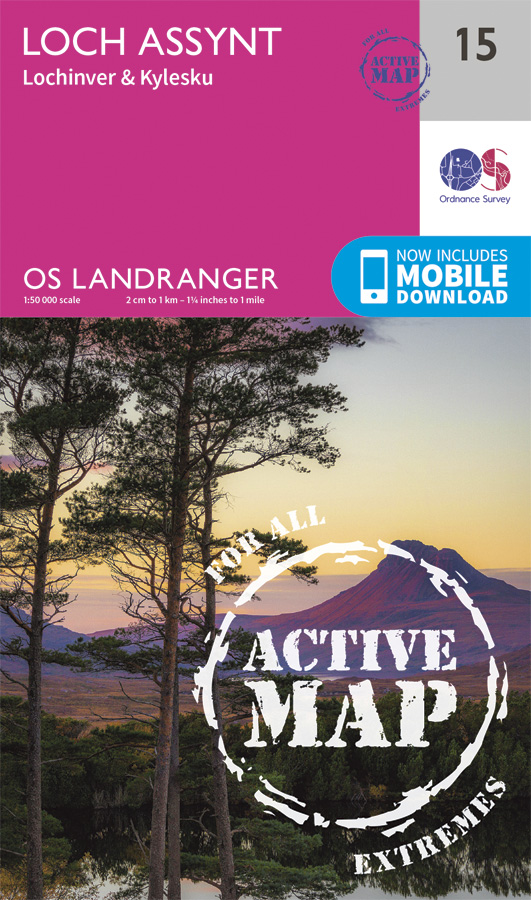 Online bestellen: Wandelkaart - Topografische kaart 15 Landranger Active Loch Assynt | Ordnance Survey