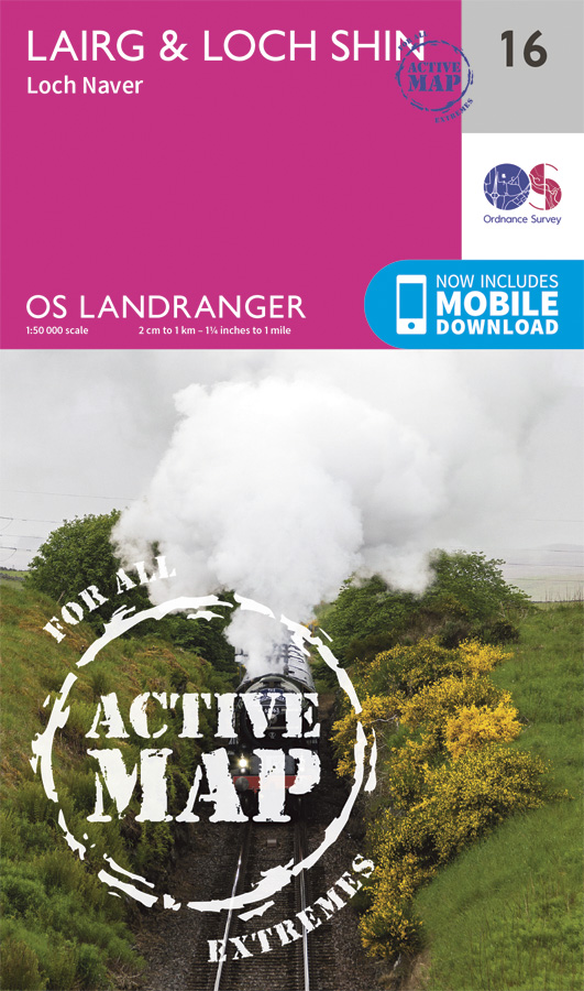 Online bestellen: Wandelkaart - Topografische kaart 16 Landranger Active Lairg / Loch Shin | Ordnance Survey