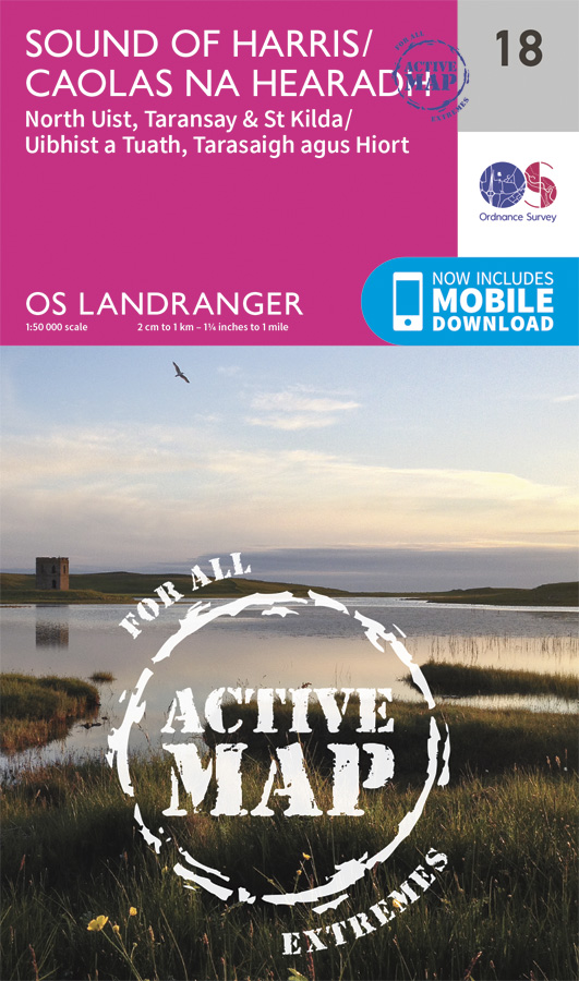 Online bestellen: Wandelkaart - Topografische kaart 18 Landranger Active Sound of Harris | Ordnance Survey