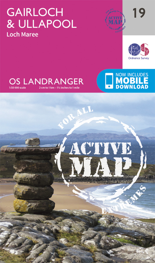 Online bestellen: Wandelkaart - Topografische kaart 19 Landranger Active Gairloch / Ullapool (Loch Maree) | Ordnance Survey