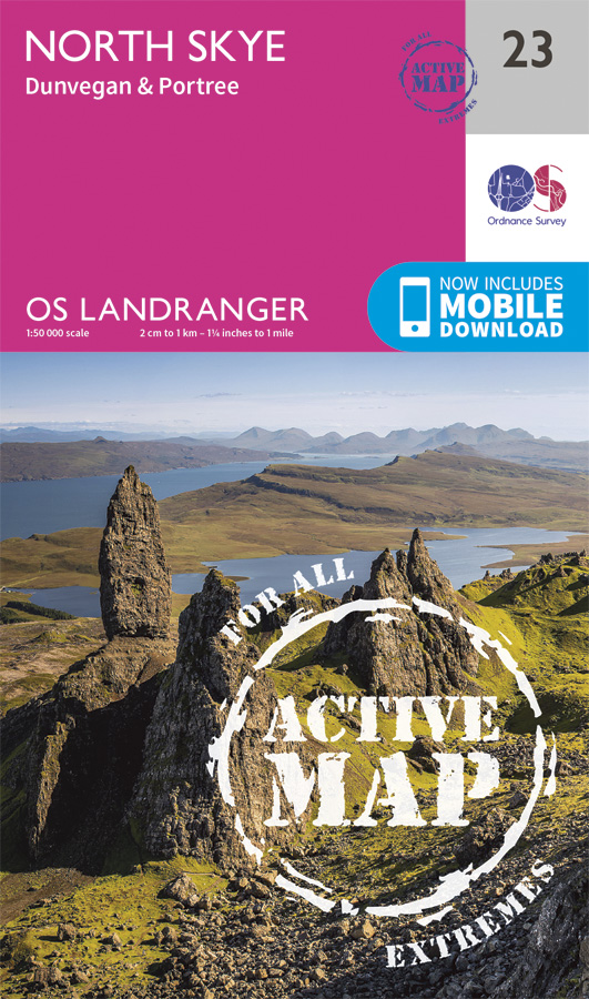 Online bestellen: Wandelkaart - Topografische kaart 23 Landranger Active North Skye | Ordnance Survey