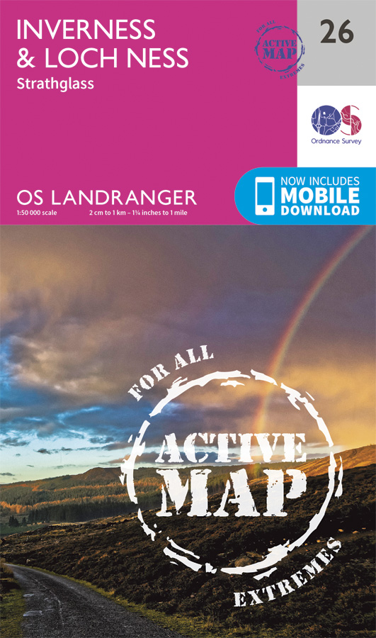 Online bestellen: Wandelkaart - Topografische kaart 26 Landranger Active Inverness / Loch Ness | Ordnance Survey