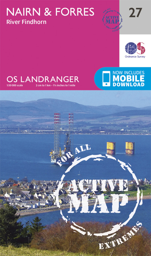 Online bestellen: Wandelkaart - Topografische kaart 27 Landranger Active Nairn / Forres | Ordnance Survey