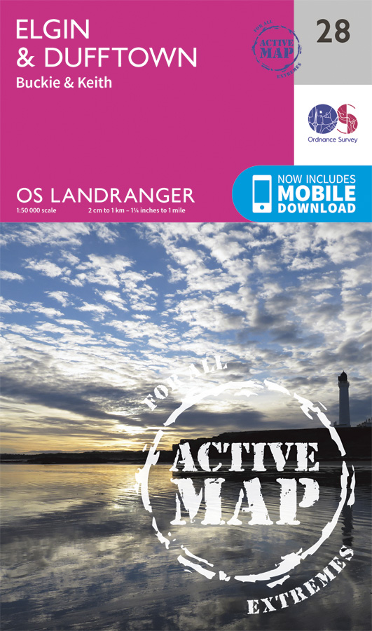 Online bestellen: Wandelkaart - Topografische kaart 28 Landranger Active Elgin / Dufftown | Ordnance Survey