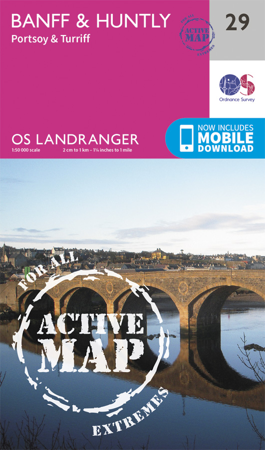 Online bestellen: Wandelkaart - Topografische kaart 29 Landranger Active Banff / Huntly | Ordnance Survey