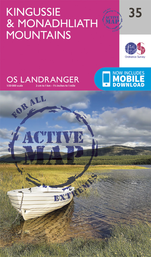 Online bestellen: Wandelkaart - Topografische kaart 35 Landranger Active Kingussie / Monadhliath Mountains | Ordnance Survey