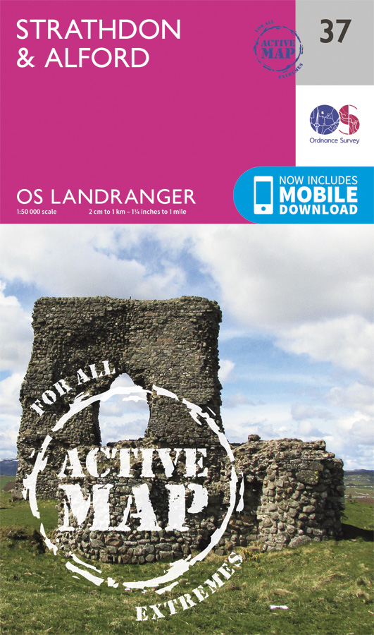 Online bestellen: Wandelkaart - Topografische kaart 37 Landranger Active Strathdon / Alford | Ordnance Survey