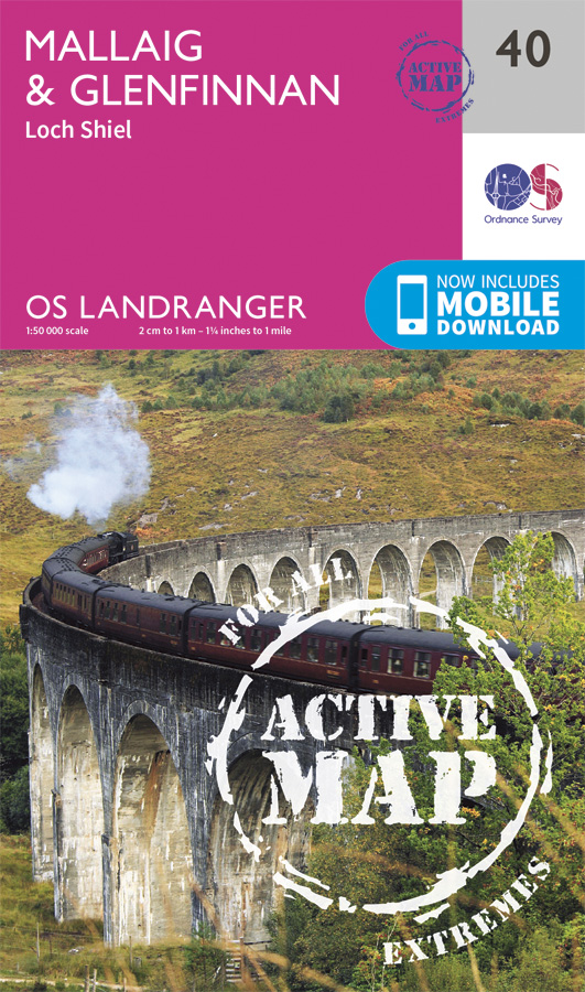 Online bestellen: Wandelkaart - Topografische kaart 40 Landranger Active Mallaig / Glenfinnan | Ordnance Survey