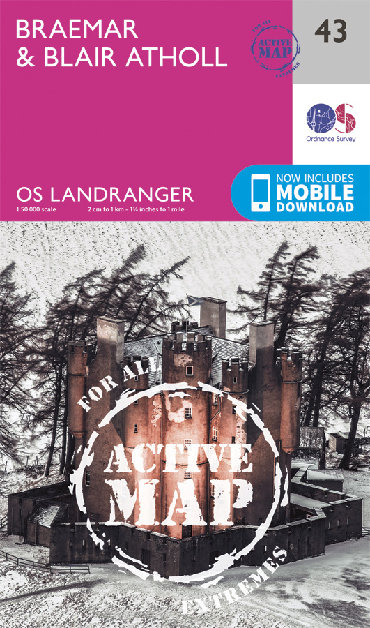 Online bestellen: Wandelkaart - Topografische kaart 43 Landranger Active Braemar / Blair Athol | Ordnance Survey