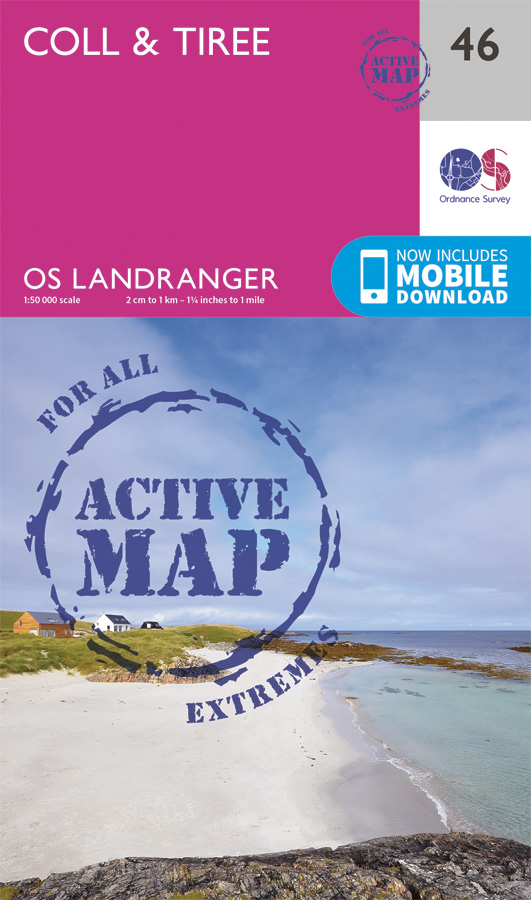 Online bestellen: Wandelkaart - Topografische kaart 46 Landranger Active Coll / Tiree | Ordnance Survey