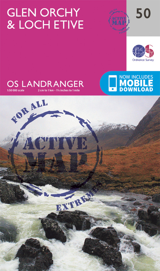 Online bestellen: Wandelkaart - Topografische kaart 50 Landranger Active Glen Orchy & Loch Etive | Ordnance Survey