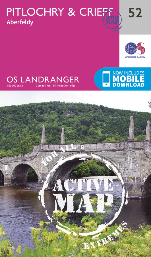 Online bestellen: Wandelkaart - Topografische kaart 52 Landranger Active Pitlochry / Crieff | Ordnance Survey