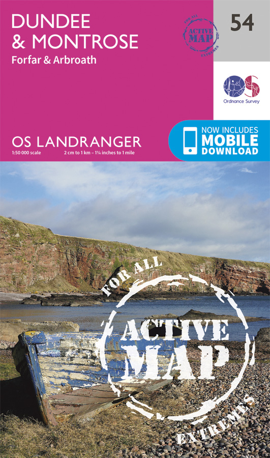 Online bestellen: Wandelkaart - Topografische kaart 54 Landranger Active Dundee / Montrose | Ordnance Survey