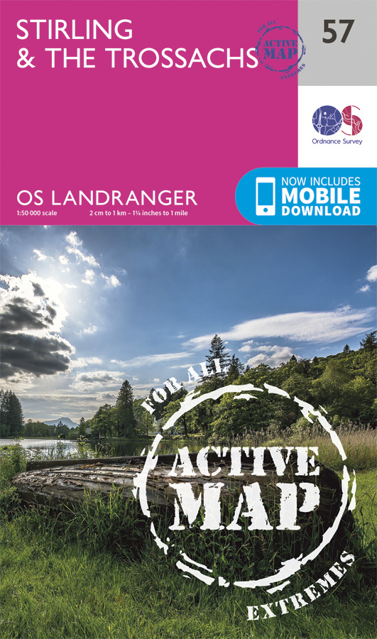 Online bestellen: Wandelkaart - Topografische kaart 57 Landranger Active Stirling & the Trossachs | Ordnance Survey