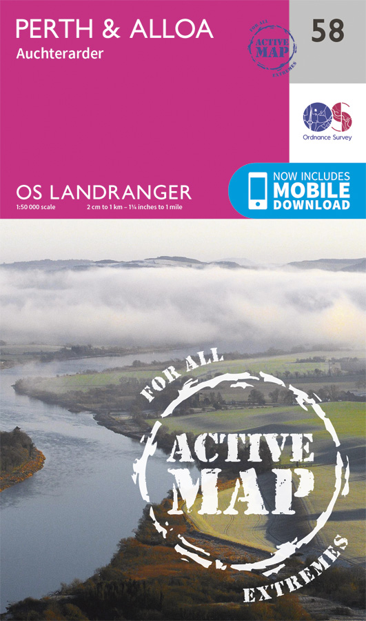 Online bestellen: Wandelkaart 58 Landranger Active Perth / Alloa | Ordnance Survey