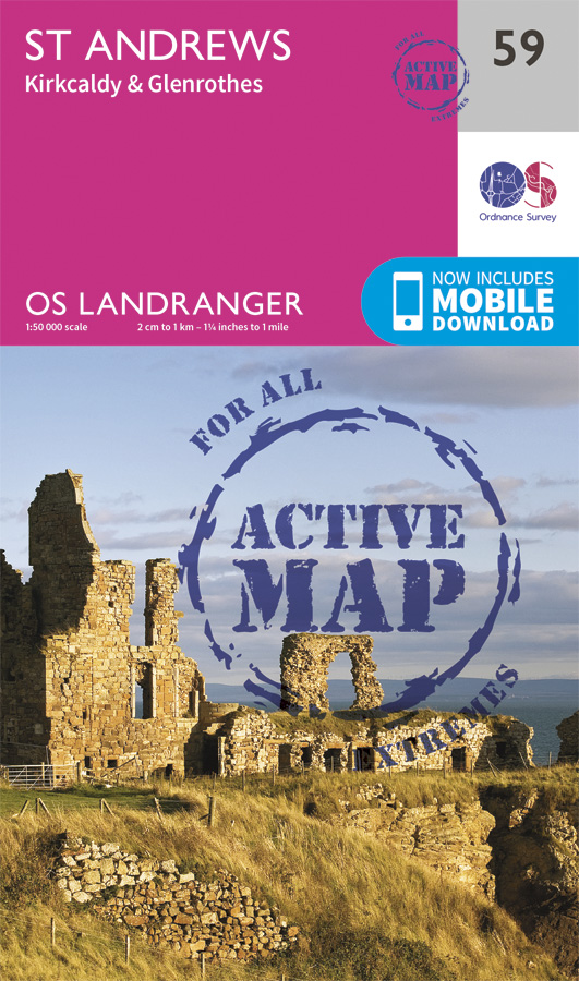 Online bestellen: Wandelkaart - Topografische kaart 59 Landranger Active St-Andrews | Ordnance Survey