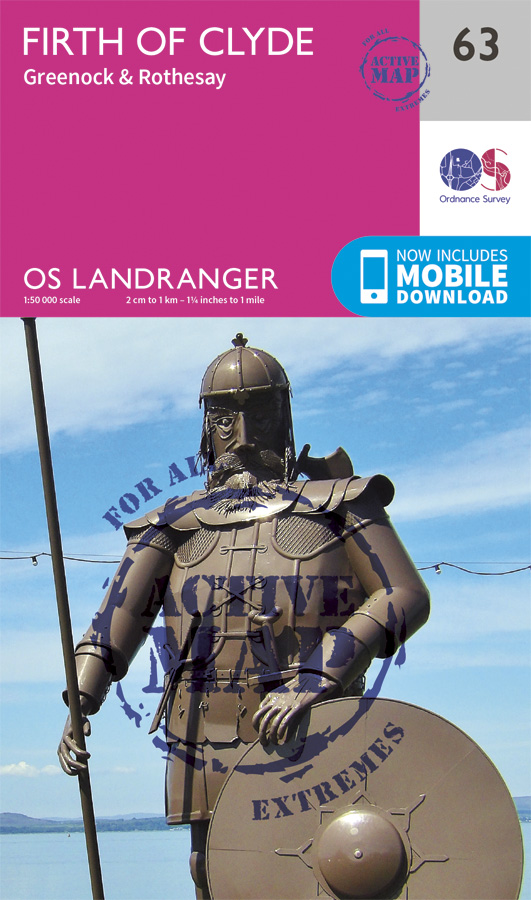 Online bestellen: Wandelkaart - Topografische kaart 63 Landranger Active Firth of Clyde | Ordnance Survey