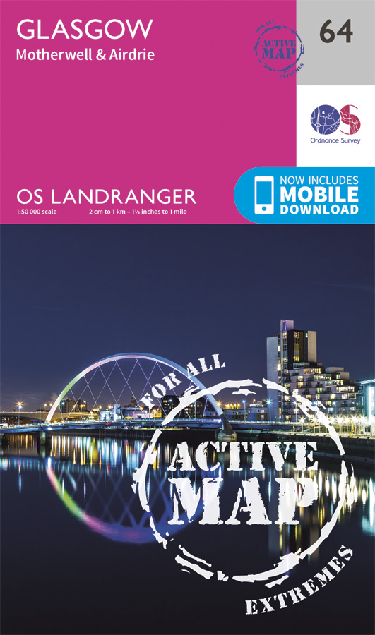 Online bestellen: Wandelkaart - Topografische kaart 64 Landranger Active Glasgow | Ordnance Survey