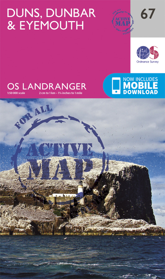 Online bestellen: Wandelkaart - Topografische kaart 67 Landranger Active Duns / Dunbar / Eyemouth | Ordnance Survey