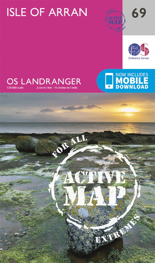 Online bestellen: Wandelkaart - Topografische kaart 69 Landranger Active Isle of Arran | Ordnance Survey