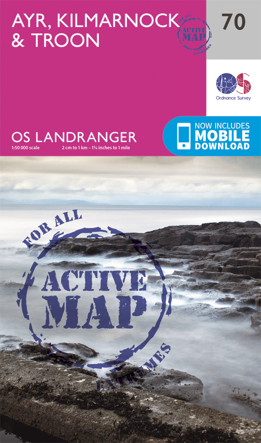 Online bestellen: Wandelkaart - Topografische kaart 70 Landranger Active Ayr / Kilmarnock / Troon | Ordnance Survey