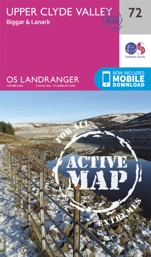 Online bestellen: Wandelkaart - Topografische kaart 72 Landranger Active Upper Clyde Valley | Ordnance Survey