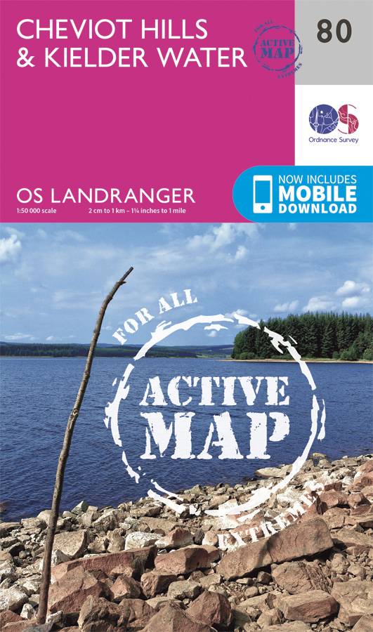 Online bestellen: Wandelkaart - Topografische kaart 80 Landranger Active Cheviot Hills & Kielder Water | Ordnance Survey