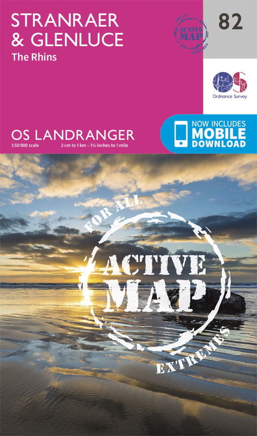 Online bestellen: Wandelkaart - Topografische kaart 82 Landranger Active Stranraer / Glenluce | Ordnance Survey