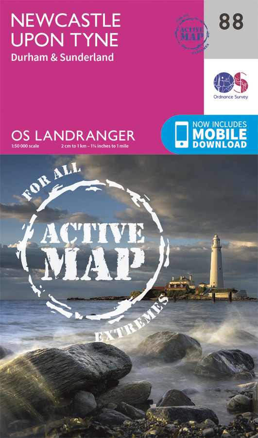 Online bestellen: Wandelkaart - Topografische kaart 88 Landranger Active Newcastle upon Tyne | Ordnance Survey