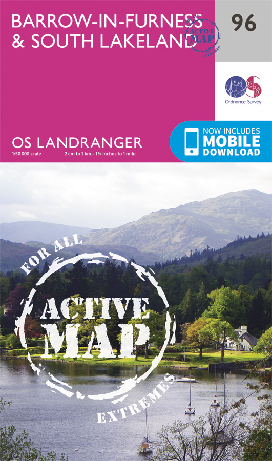 Online bestellen: Wandelkaart - Topografische kaart 96 Landranger Active Barrow-in-Furness / South Lakeland | Ordnance Survey