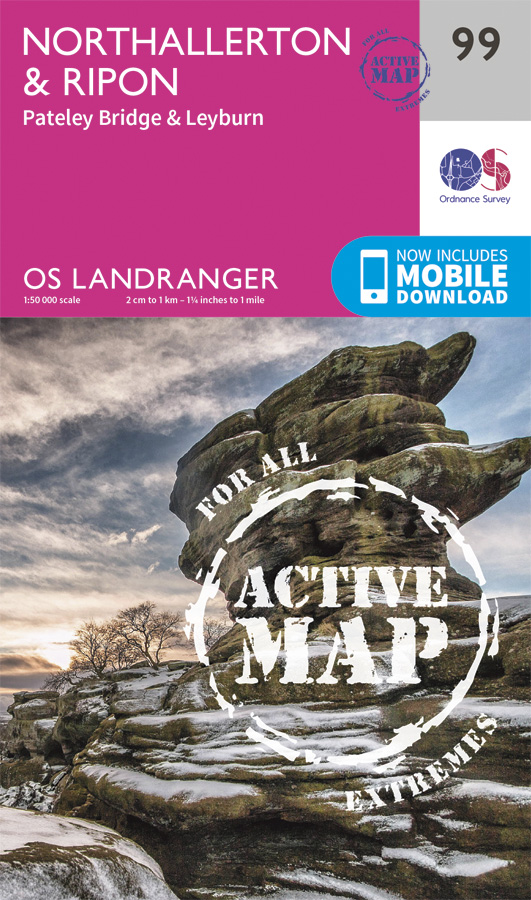 Online bestellen: Wandelkaart - Topografische kaart 99 Landranger Active Northallerton / Ripon | Ordnance Survey