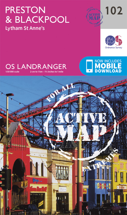 Online bestellen: Wandelkaart - Topografische kaart 102 Landranger Active Preston & Blackpool, Lytham | Ordnance Survey