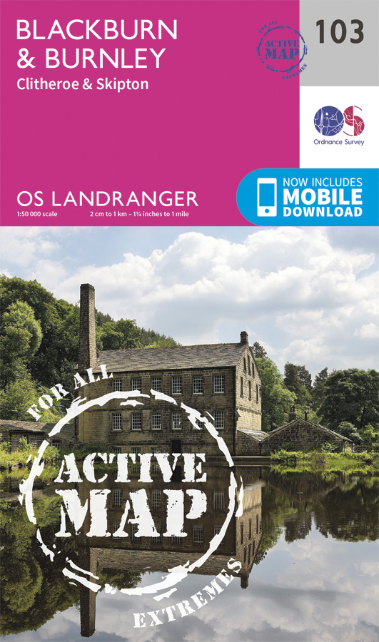 Online bestellen: Wandelkaart - Topografische kaart 103 Landranger Active Blackburn & Burnley, Clitheroe | Ordnance Survey