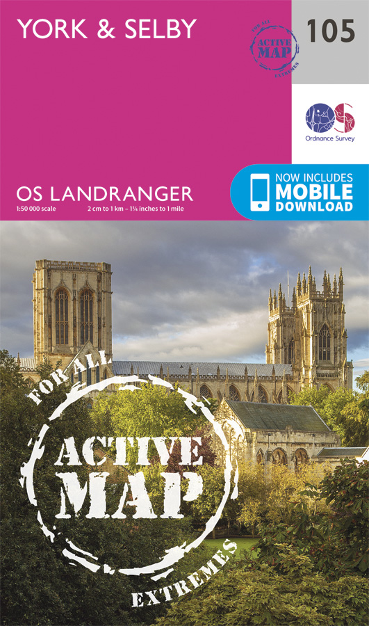 Online bestellen: Topografische kaart 105 Landranger Active York / Selby | Ordnance Survey