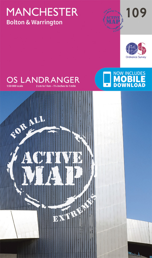 Online bestellen: Wandelkaart - Topografische kaart 109 Landranger Active Manchester / Bolton / Warrington | Ordnance Survey