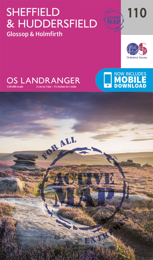 Online bestellen: Wandelkaart - Topografische kaart 110 Landranger Active Sheffield / Huddersfield / Glossop | Ordnance Survey