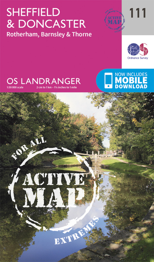 Online bestellen: Wandelkaart - Topografische kaart 111 Landranger Active Sheffield / Doncaster / Rotherham | Ordnance Survey