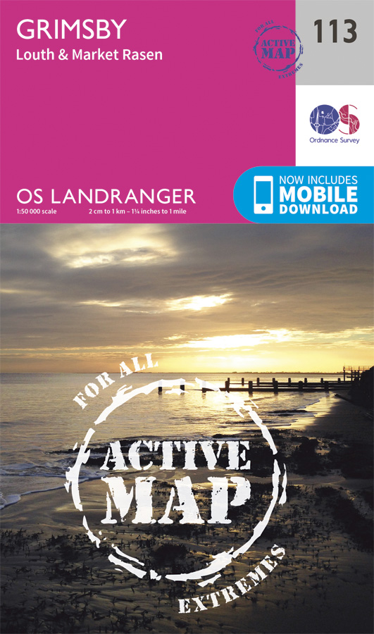 Online bestellen: Wandelkaart - Topografische kaart 113 Landranger Active Grimsby / Louth / Market Rasen | Ordnance Survey