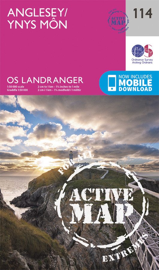 Online bestellen: Wandelkaart - Topografische kaart 114 Landranger Active Anglesey | Ordnance Survey