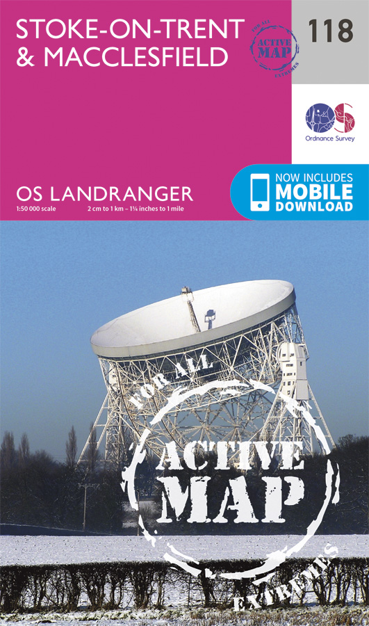 Online bestellen: Wandelkaart - Topografische kaart 118 Landranger Active Stoke-on-Trent / Macclesfield | Ordnance Survey