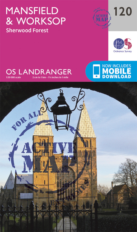 Online bestellen: Wandelkaart - Topografische kaart 120 Landranger Active Mansfield / Worksop / Sherwood Forest | Ordnance Survey