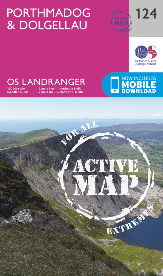 Online bestellen: Wandelkaart - Topografische kaart 124 Landranger Active Porthmadog / Dolgellau | Ordnance Survey