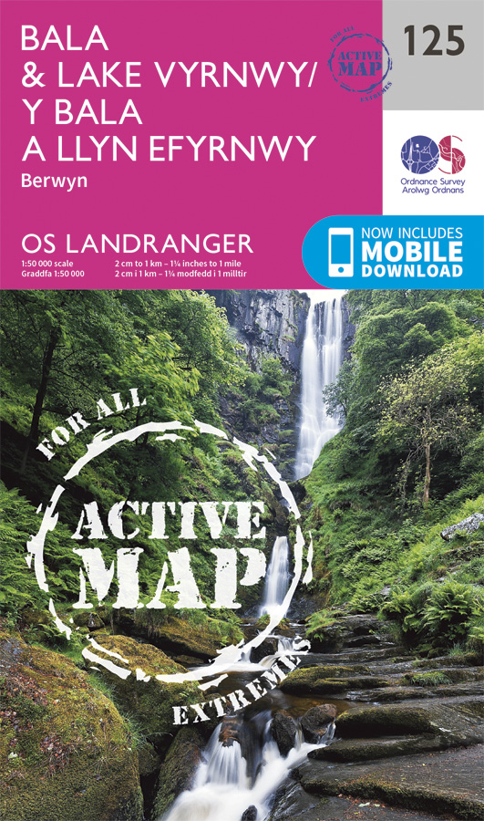 Online bestellen: Topografische kaart 125 Landranger Active Bala / Lake Vyrnwy / Berwyn | Ordnance Survey